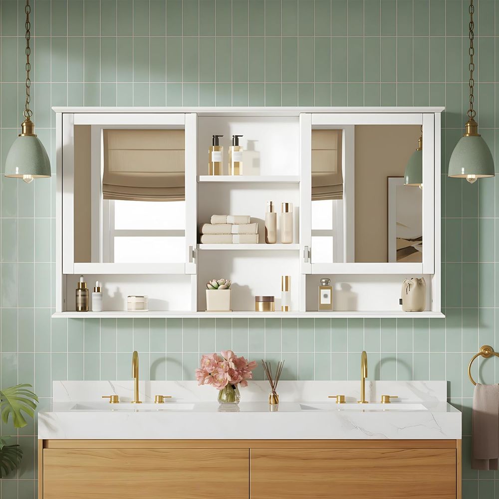 Home Bathroom Organizer - Gabinete de baño con espejo de