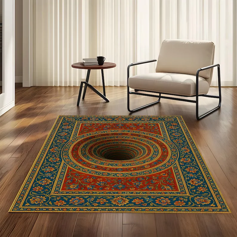 Home Bathroom Design Ideas - Alfombra de ilusión 3D con diseño
