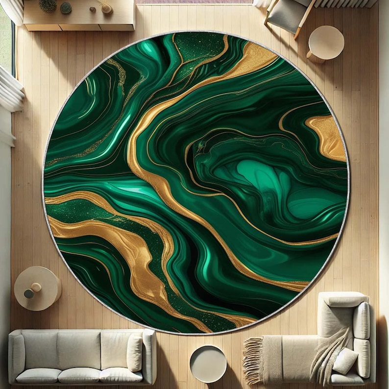 Home Bathroom Design Ideas - Alfombra redonda de musgo esmeralda, alfombra