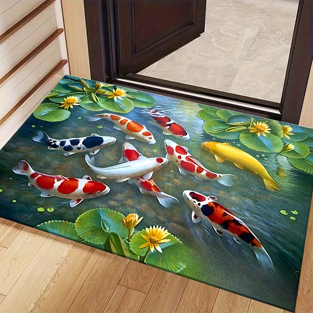 Home Bathroom Design Ideas - Alfombra Vibrante con Diseño de Peces