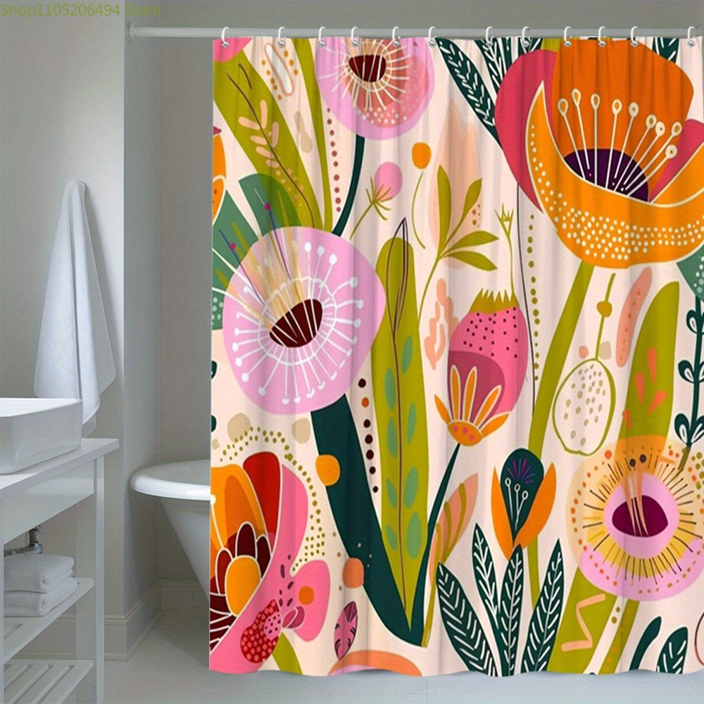 Cortina de Ducha con Patrón Fl - Home Bathroom Design Ideas reseña y precio