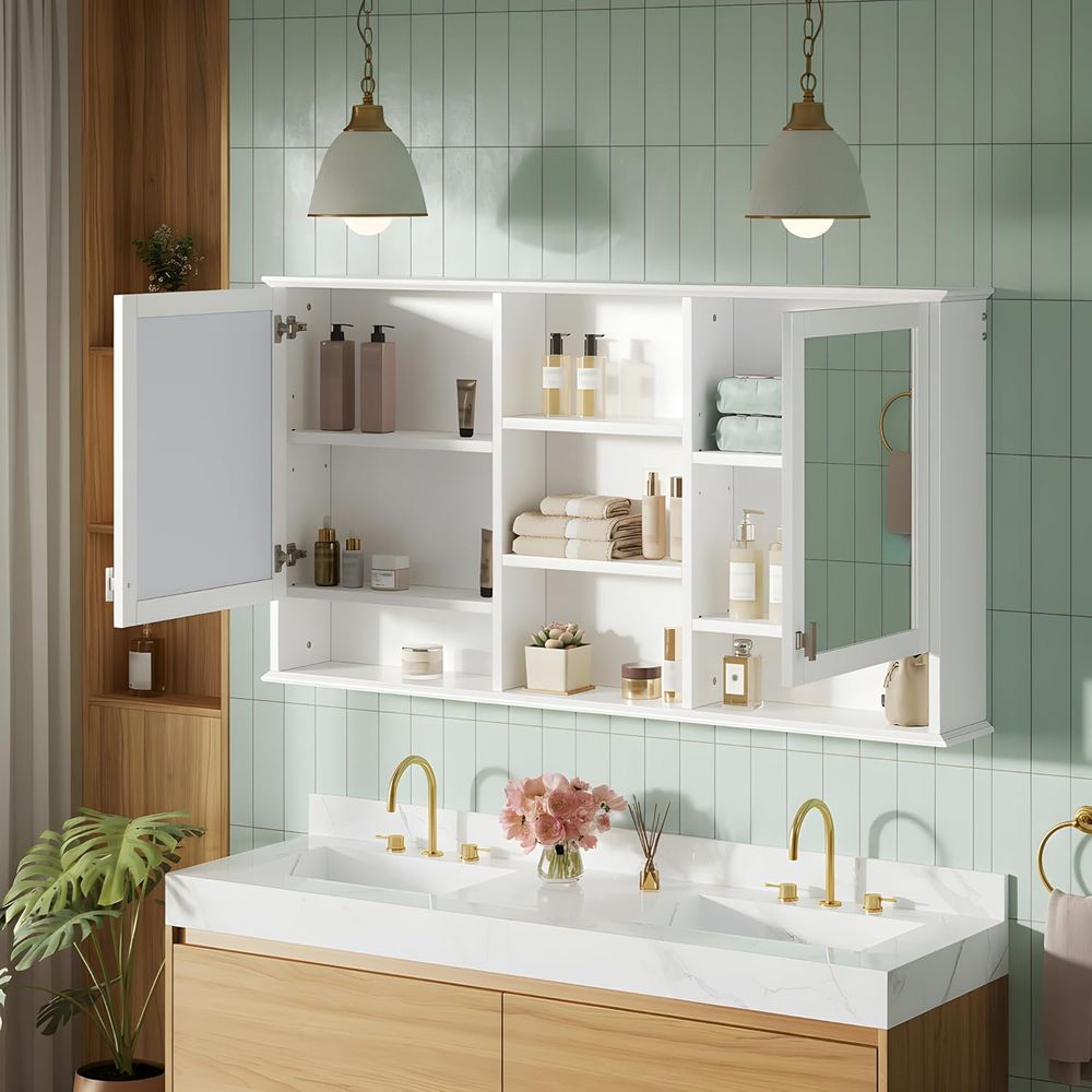 Gabinete de baño con espejo de - Home Bathroom Organizer reseña y precio