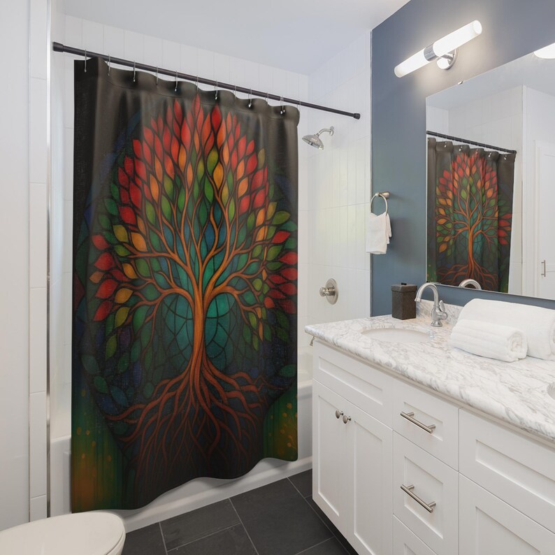 Cortina de ducha de árbol de l - Home Bathroom Design Ideas reseña y precio