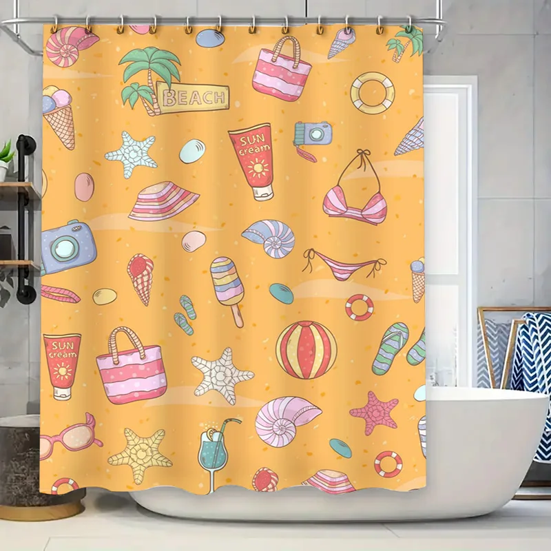 Cortina de Ducha con Tema de P - Home Bathroom Design Ideas reseña y precio