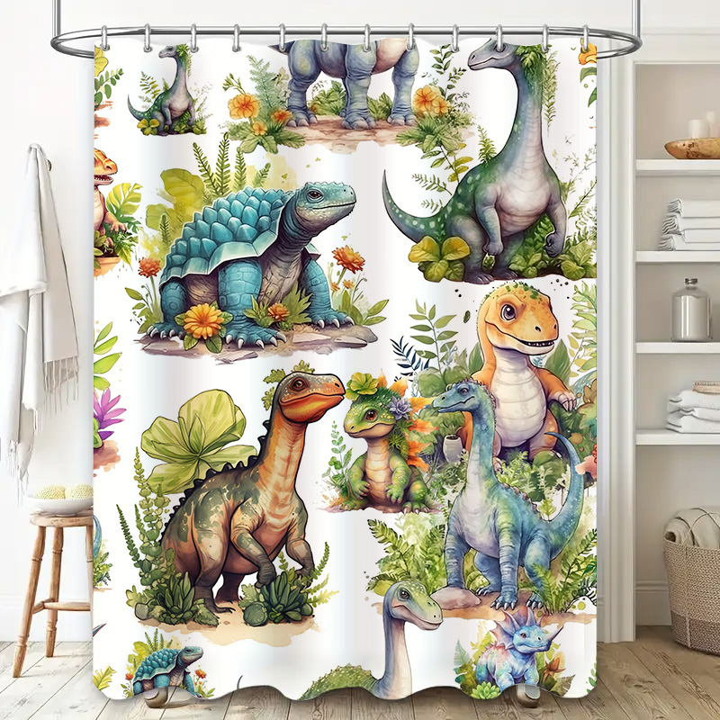 Cortina de ducha de dinosaurio - Home Bathroom Design Ideas reseña y precio