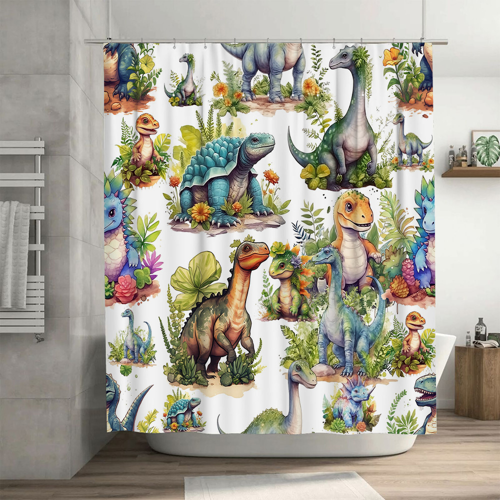 Cortina de ducha de dinosaurio - Home Bathroom Design Ideas reseña y precio