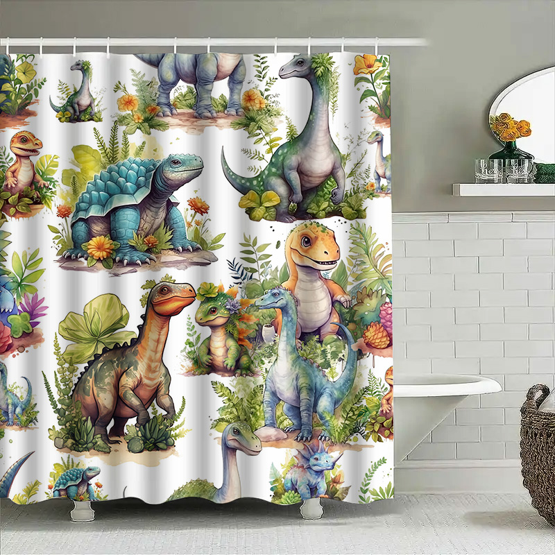 Cortina de ducha de dinosaurio - Home Bathroom Design Ideas reseña y precio